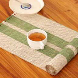 Peepul Tree Olive Green Natural Plant Threads Woven Table Runner image 3