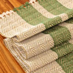 Peepul Tree Olive Green Natural Plant Threads Woven Table Runner image 4