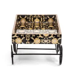 Home4U Black & Gold MDF Tray - Set of 1 image 3