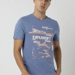 Wildcraft Navy Blue Cotton Regular Fit Printed T-Shirt-image-93