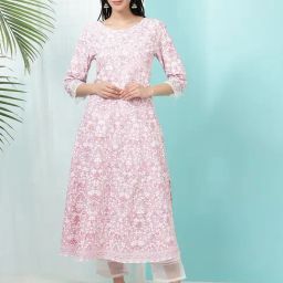 W Pink Pure Cotton Printed Kurta-picture-5