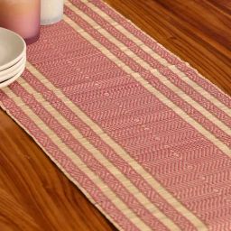 Peepul Tree Blush Pink Natural Plant Fibre Threads Woven Table Runner-image-32