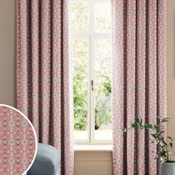 CASABLEU Rust Set of 2 Geometric Room Darkening Door Curtain-18