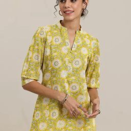 Libas Yellow Floral Printed Straight Kurti-picture-37