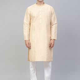MANQ Men Beige Ethnic Motifs Printed Kurta with Pyjamas-31