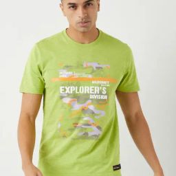 Wildcraft Green Cotton Regular Fit Printed T-Shirt-image-7