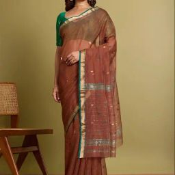 Taneira Brown Woven Saree With Unstitched Blouse-picture-39