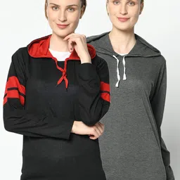 mack jonney VIMAL JONNEY Women Pack of 2 Solid Hood T-shirt-picture-32