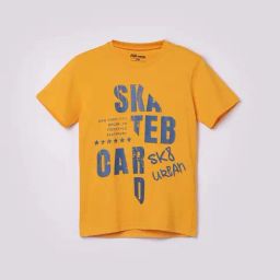 Fame Forever by Lifestyle Boys Mustard Cotton Printed T Shirt-image-86