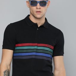 R Code by The Roadster Life Co Men Striped Polo Collar Pure Cotton T-shirt-image-50