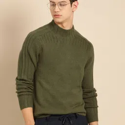 Mr Bowerbird Men Olive Green Solid Pullover-image-26