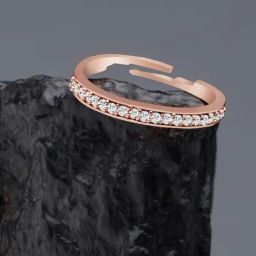 Zaveri Pearls Rose Gold Cubic Zirconia Contemporary Brass Sleek Ring-ZPFK10902-34