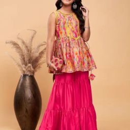 StyloBug Girls Multi Cotton Printed Kurta Set-image-21