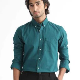 Rare Rabbit Blue Regular Fit Solid Shirt-image-98