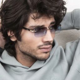 Ted Smith SOLITIARE_C3 Blue Gradient Rectangular Sunglasses-image-41