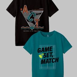 Codez Kids Black & Blue Printed T-Shirt (Pack Of 2)-image-80