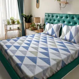 Klotthe Multicolor 300 TC Polycotton Double Book Fold Bedsheet with 2 Pillow Covers-image-93