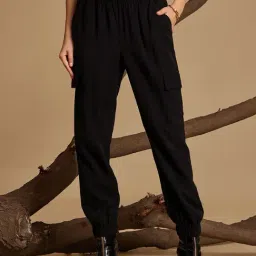 Kazo Black Plain Trousers-image-15
