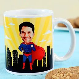 FNP Multicolor Ceramic Caricature Personalised Superman Mug (325ml)-image-65