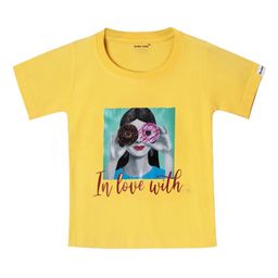 Ardan Lucy Girls Yellow Printed Round Neck T-shirt-image-81