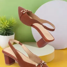 Carlton London Women's Tan Sling Back Sandals-picture-13