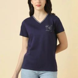 Allen Solly Navy Regular Fit Printed T-Shirt-picture-9