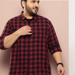 Stori Plus Size Pure Cotton Checked Casual Shirt-image-45