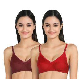 AROUSY Maroon & Red Cotton T-Shirt Bra - Pack Of 2-17