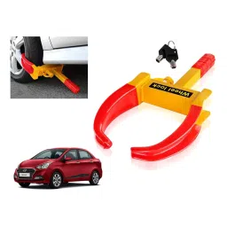 Auto Pearl Security Adjustable Anti Theft Yellow, Red Wheel Clamp Lock for Xcent 1.1 CRDi-image-85