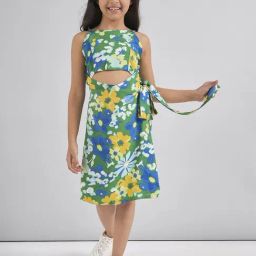 StyloBug Girls Green Printed Dress-image-46