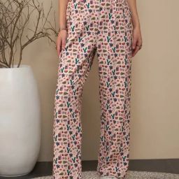 KASSUALLY Peach Printed Trousers-image-24