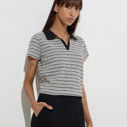 Studiofit by Westside Black Striped Knit-Textured Polo T-Shirt-picture-23