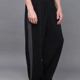 Difference Of Opinion Black Cotton Relaxed Fit Self Track Pants-image-112