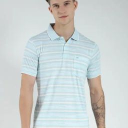 Monte Carlo Blue Regular Fit Striped T-Shirt-image-53