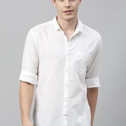 Mast & Harbour Men White Sustainable Casual Linen Shirt-image-72