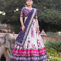 Aika Printed Foil Print Ready To Wear Lehenga & Unstitched Blouse With Dupatta image 2