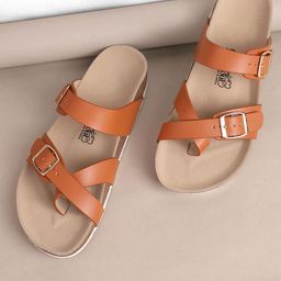 OZZOH Women Open Toe Flats with Buckles-image-7