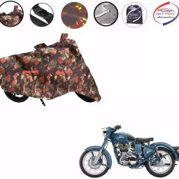 Auto Pearl Polyester Waterproof Two Wheeler Cover for Royal Enfield Squadron,(Jungle Print)-picture-27