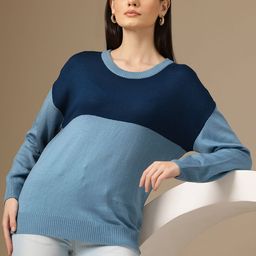 Chemistry Colourblocked Longline Acrylic Pullover-image-60