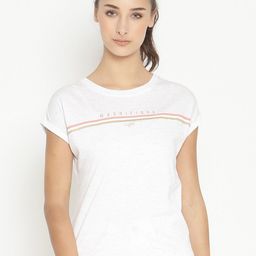 METTLE Women White & Orange Typography Striped Extended Sleeves T-shirt-picture-48