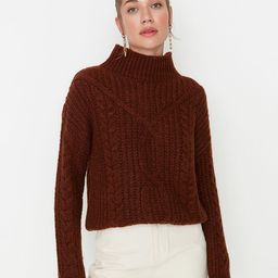 Trendyol Round Neck Cable Knit Pullover-image-97