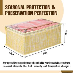 Kuber Industries Yellow Pack of 3 Jute-Printed With Top Visible Window Organisers image 2