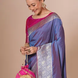 House of Pataudi Woven Design Banarasi Saree With Blouse Piece-picture-19