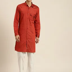HERE&NOW Men Woven Design Shirt Collar Kurta-picture-35
