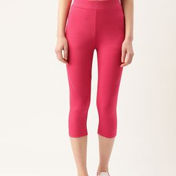 Sweet Dreams Women Fuchsia Pink Solid 3/4Th Tights-image-2