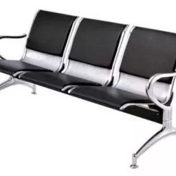Purvanchal Steel Metal Three Seater Waiting Chair Black 90 X 90 X 90cm-0