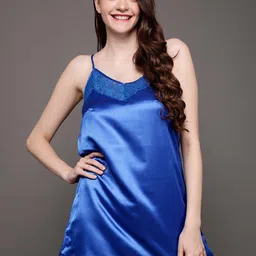Clovia Women Blue Solid Baby Doll-image-24