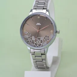 VIRAKTI Women Embellished Stainless Steel Round Reset Time Analogue Watch G-61-BROWN-image-60