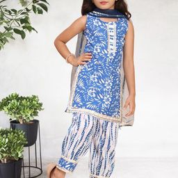 Cutiekins Girls Floral Printed Regular Gotta Patti Kurta with Palazzos & With Dupatta-picture-20
