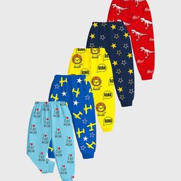 KUCHIPOO Infant Boys Pack Of 5 Printed Joggers-image-3